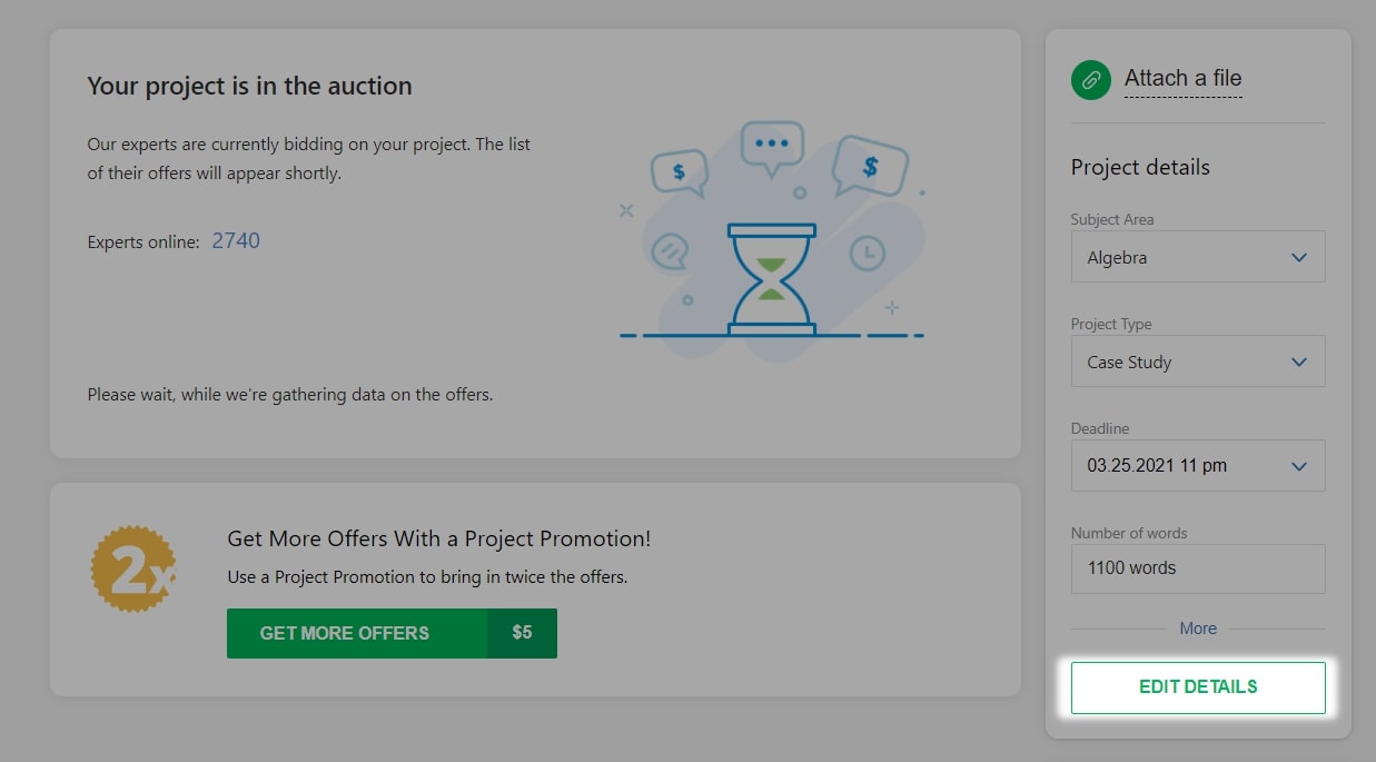 Edit Details button on the right side bar on project's page